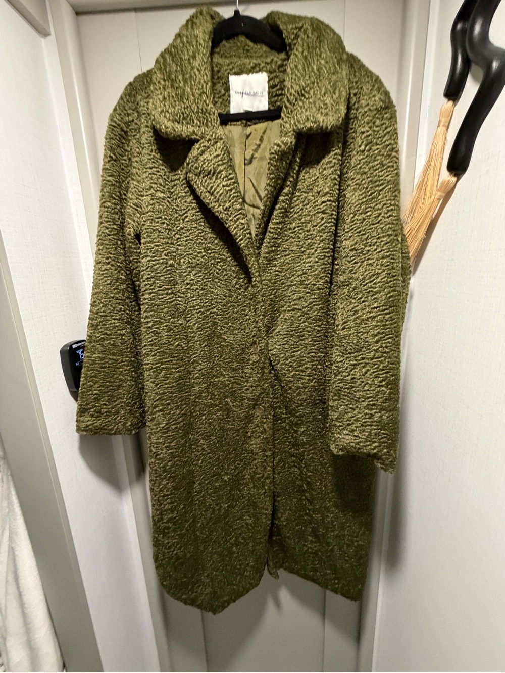 Teddy Faux Shearling Coat - Olive